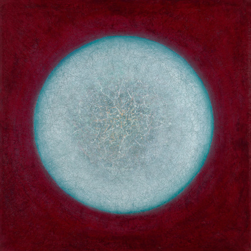 Europa | 40" x 40" rice paper, minerals, encaustic, oil on ca canvas