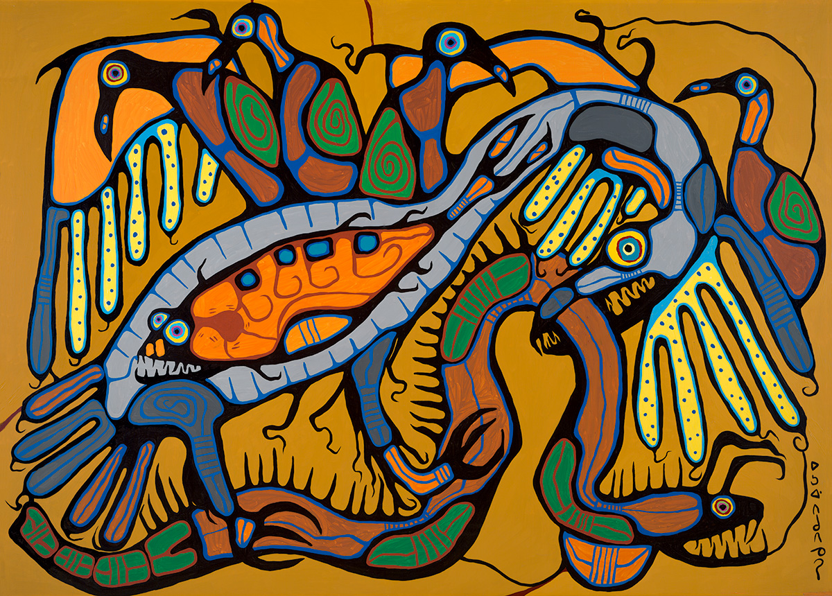 Conquest of the Thunderbird 72" x 96" acrylic on canvas © 1982 Norval Morrisseau